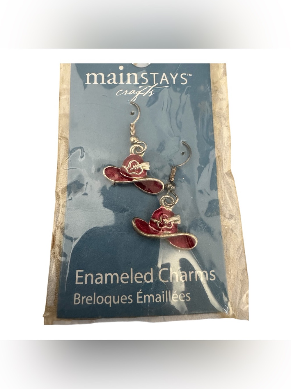 Mainstays Red Enamel Hat Charm Drop Earrings